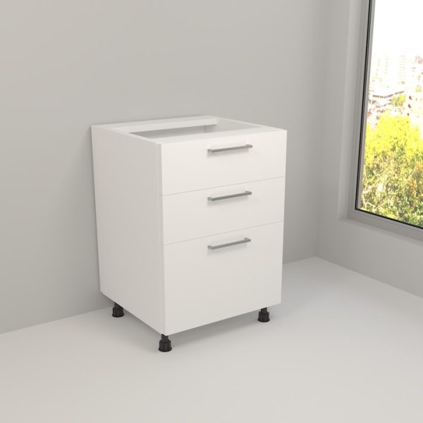 Corp Inferior Komodo Paula 3 sertare, glisiere tandem cu amortizare, 500x510x820 mm, Pal Alb 18mm-MI16