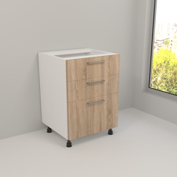 Corp Inferior Komodo Paula 3 sertare, glisiere tandem cu amortizare, 500x510x820 mm, Pal Sonoma 18mm-MI16