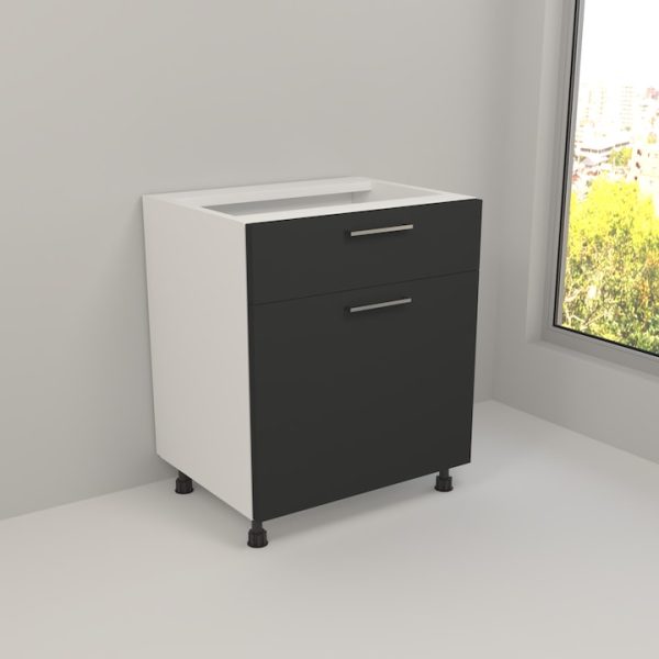 Corp Inferior Komodo Paula, un sertar si o usa cu amortizare stanga/dreapta, 600x510x820 mm, Pal Antracit 18mm-MI17