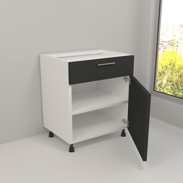 Corp Inferior Komodo Paula, un sertar si o usa cu amortizare stanga/dreapta, 600x510x820 mm, Pal Antracit 18mm-MI17 - imagine 2